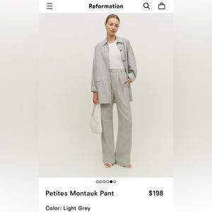 NWT Reformation Petites Light Grey Montauk Pant Size 2P